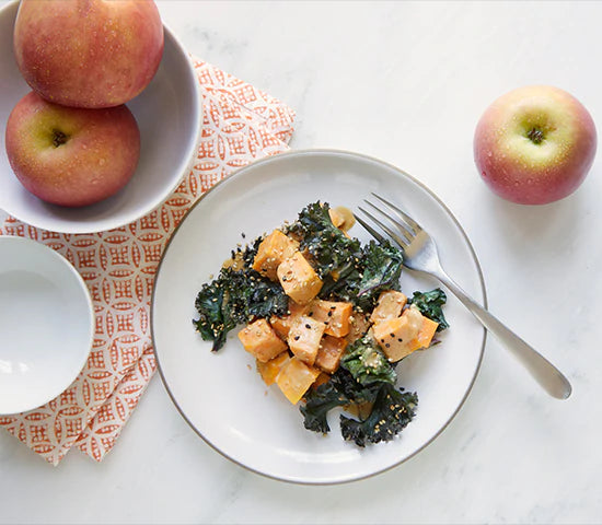Sweet Potatoes & Kale with Superfood Tahini Sauce