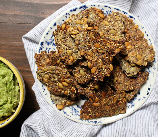 Gluten-free seed crackers made with Navitas Organics Chia Seeds