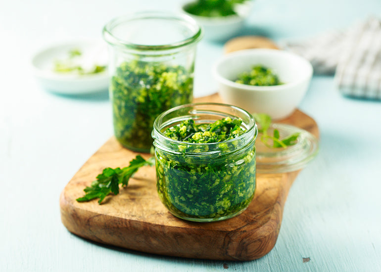 Pesto made with Navitas Organics Hemp Seeds