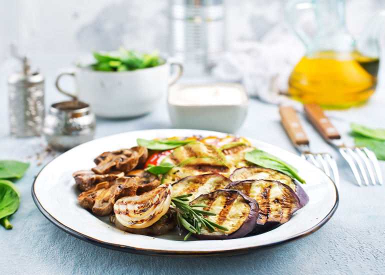 A plate of grilled vegetables
