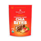 Navitas Organics Superfood+ Strawberry Peanut Chia BITES package on a white background