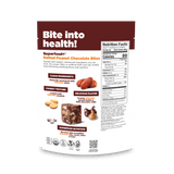 Packaging of Navitas Organics Salted Peanut Chocolate Superfood+ Bites with nutritional information on a light background