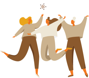Illustration of 3 ladies celebrating.