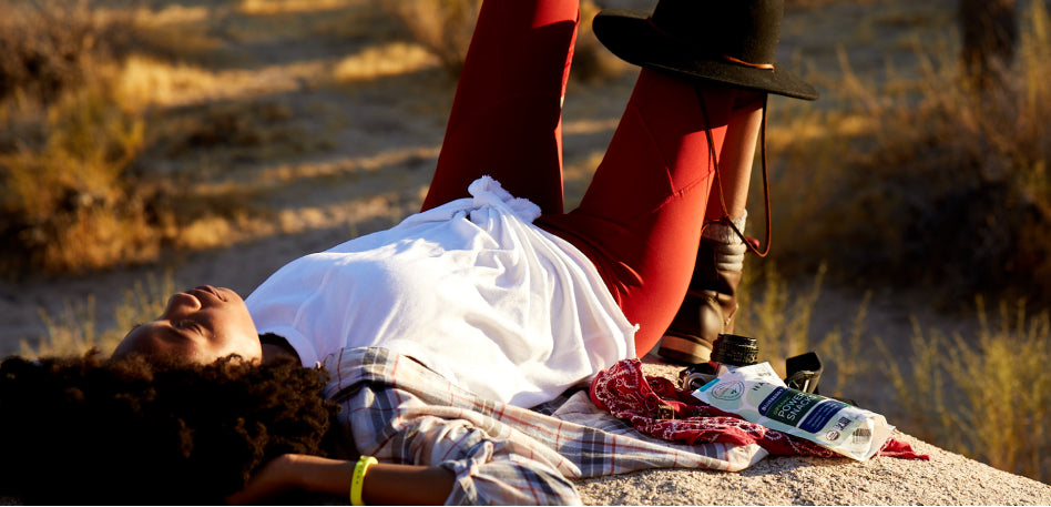 A lady relaxing outdoors