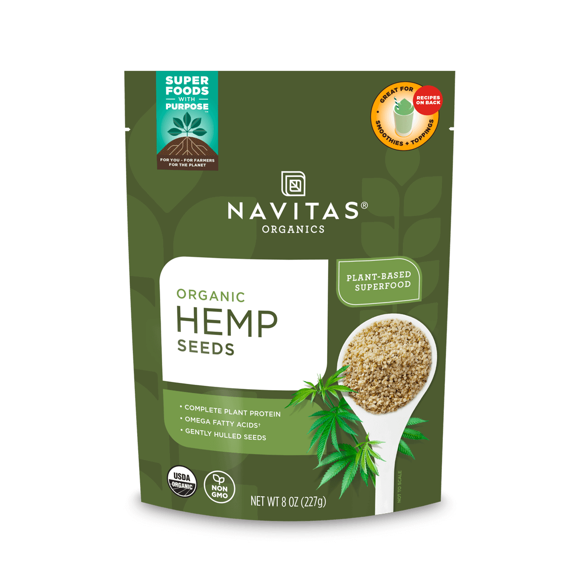 Navitas Organics Hemp Seeds 8 oz. front of bag