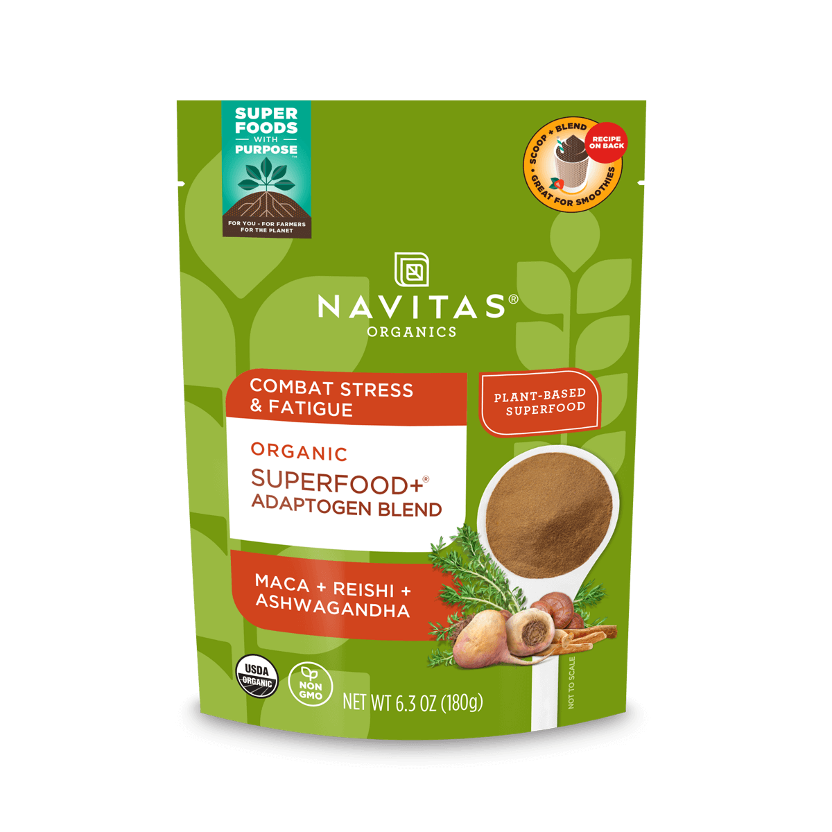 Navitas Organics Superfood+ Adaptogen Blend front of bag