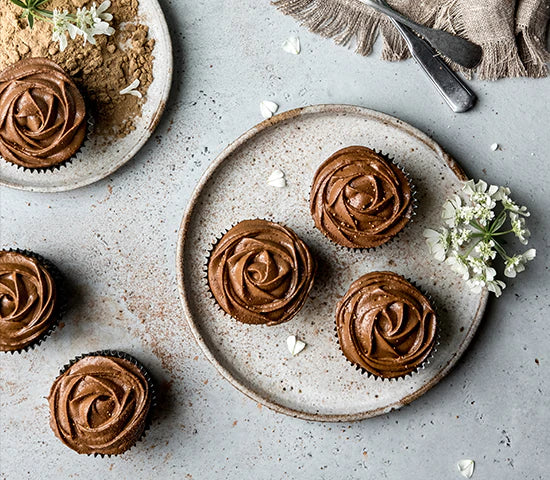 Zucchini Muffins with Avo Cacao Frosting made with Navitas Organics Chia Seeds and Navitas Organics Cacao Powder 