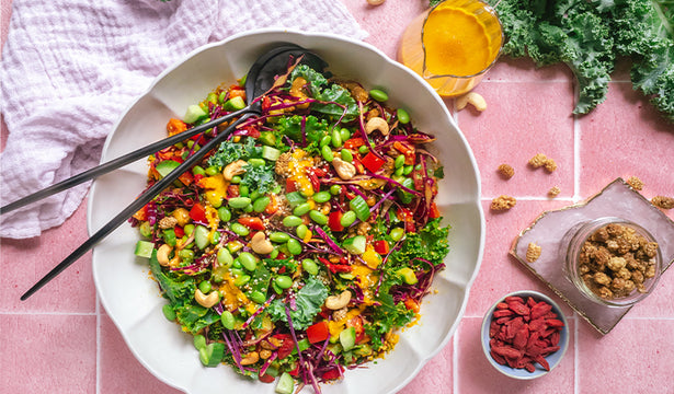 Kale Salad with Turmeric Carrot Ginger Dressing Recipe