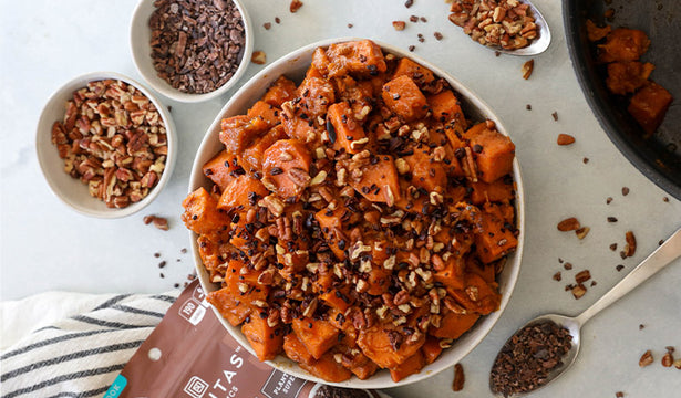 Candied Yams with Cacao Nibs and Pecans Recipe