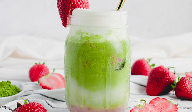 Creamy Iced Strawberry Matcha Latte Recipe