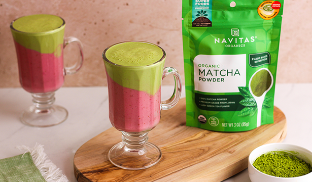 Layered Matcha Raspberry Smoothie