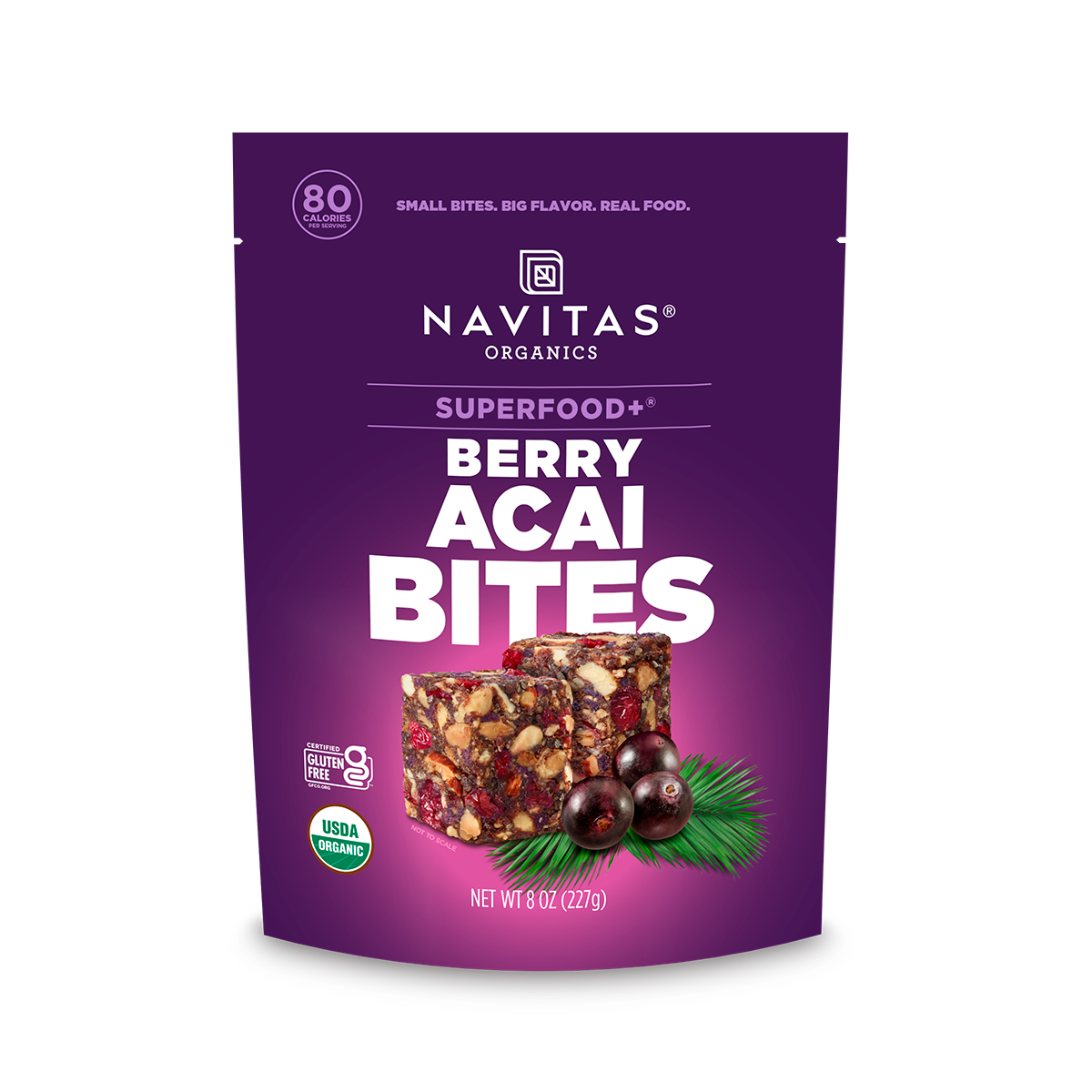 Navitas Organics Berry Acai Superfood+ Bites package on a white background