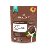 Navitas Organics 8oz Unsweetened Cacao Nibs front of bag