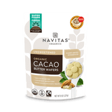 Navitas Organics 8oz Unsweetened Cacao Butter Wafers front of bag