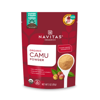 Navitas Organics 3 ounce Camu Powder front of bag.