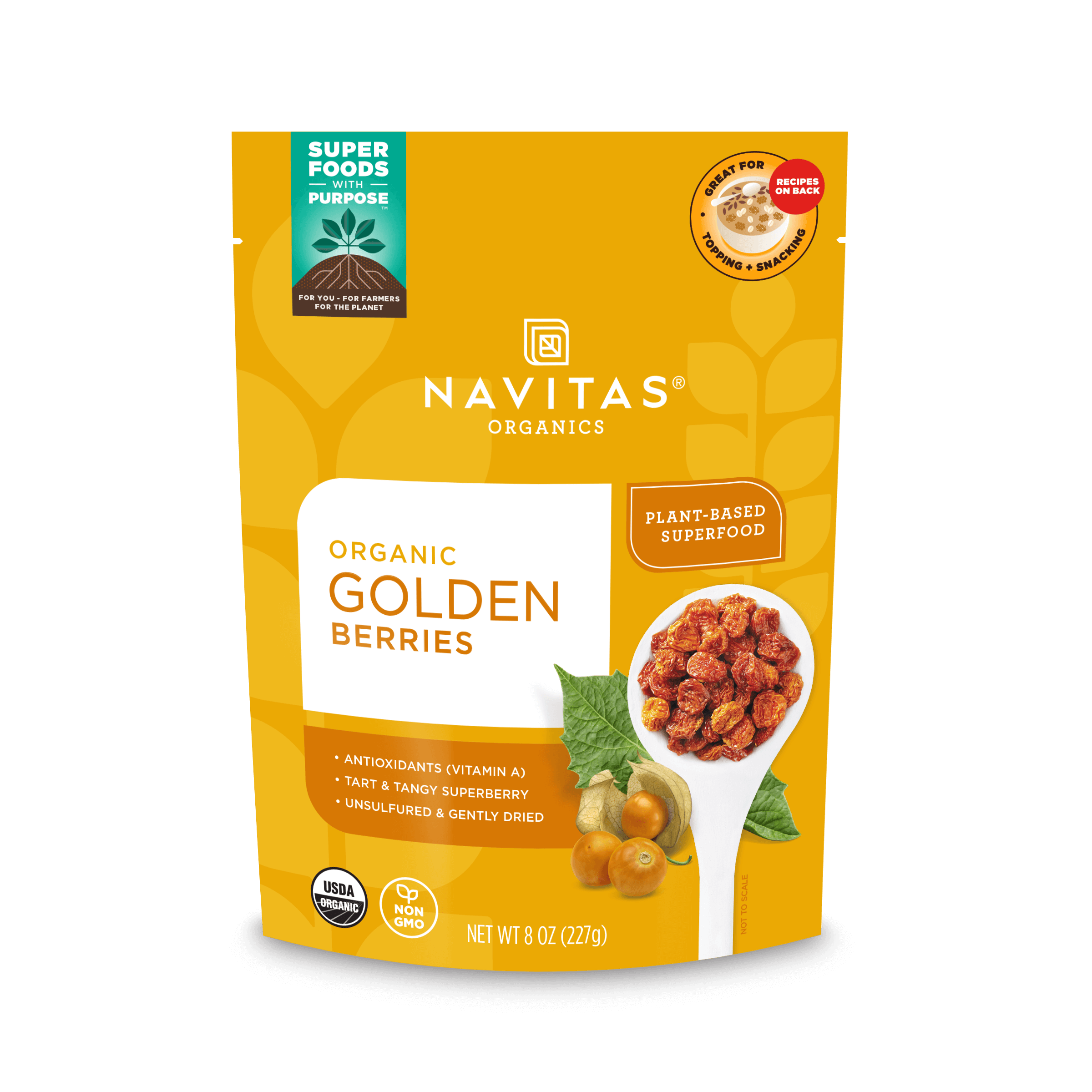 Navitas Organics 8oz. Goldenberries front of bag
