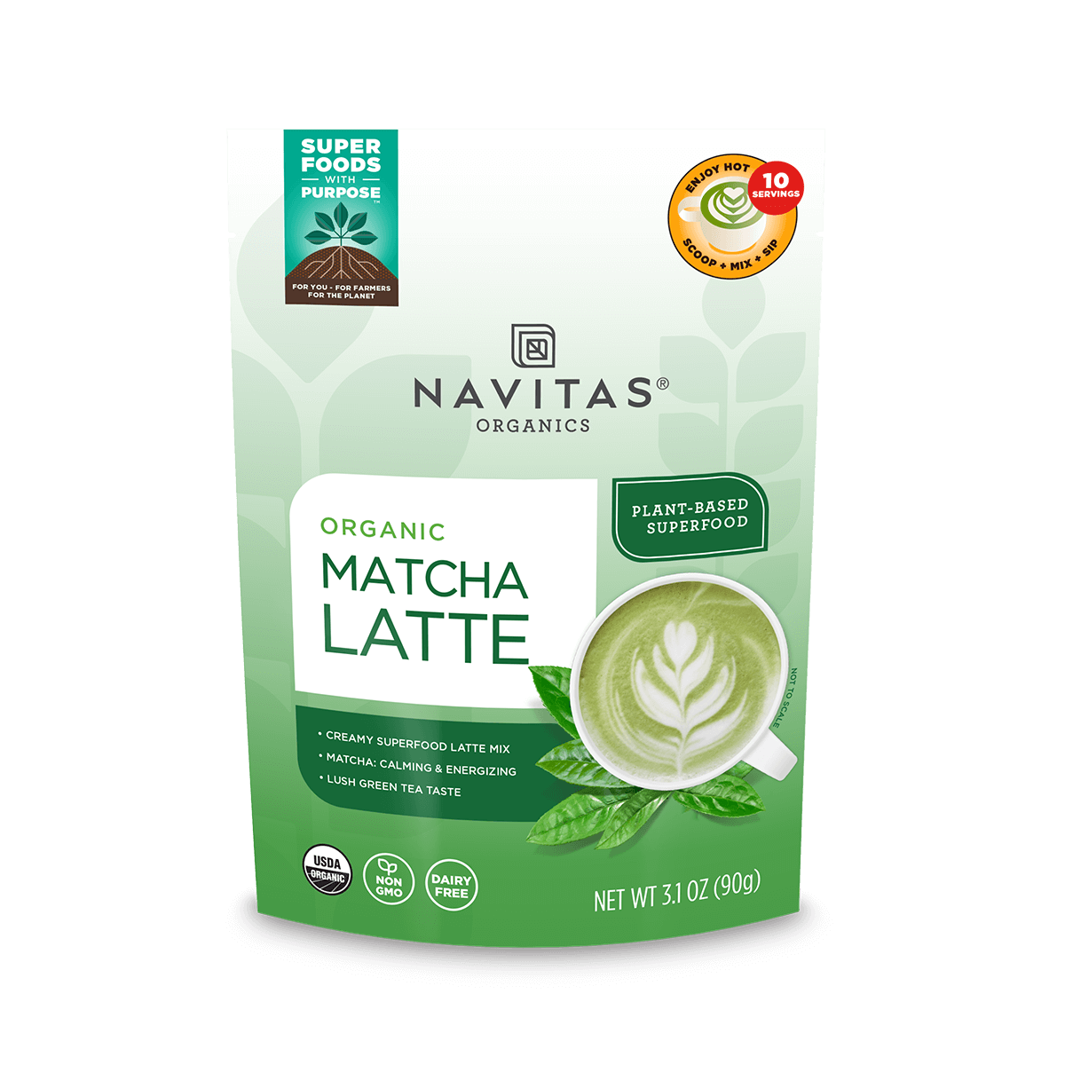 Navitas Organics 3.1 oz Matcha Latte Mix front of bag