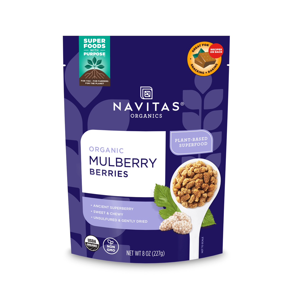 Navitas Organics 8oz. Mulberries front of bag