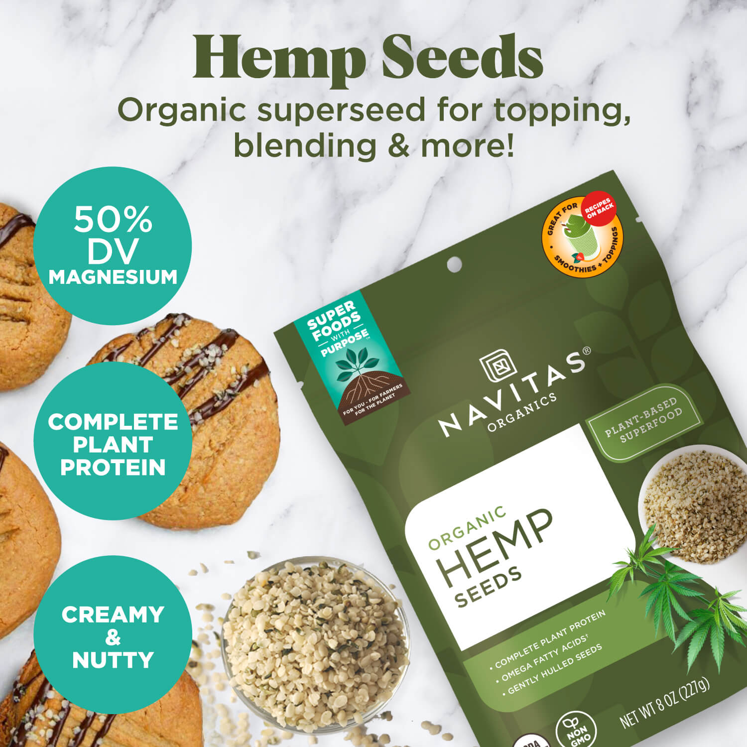 Navitas Organics Hemp Seeds are organic superseeds that are great for topping, blending and more!