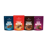 Four Navitas Organics Superfood+ BITES packages on a white background