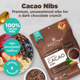 Navitas Organics Cacao Nibs are premium, unsweetened nibs for a dark chocolate crunch. 100% cacao nibs, packed with fiber, antioxidants and minerals, they're organic & fairtrade.