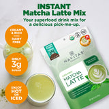 Navitas Organics Instant Matcha Latte Mix is your superfood drink mix for a delicious pick-me-up. Creamy & rich, dairy-free and only 3 g of sugar. Enjoy hot or iced!