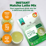 Navitas Organics Instant Matcha Latte Mix is your superfood drink mix for a delicious pick-me-up. Creamy & rich, dairy-free and only 3g of sugar. Enjoy hot or iced.