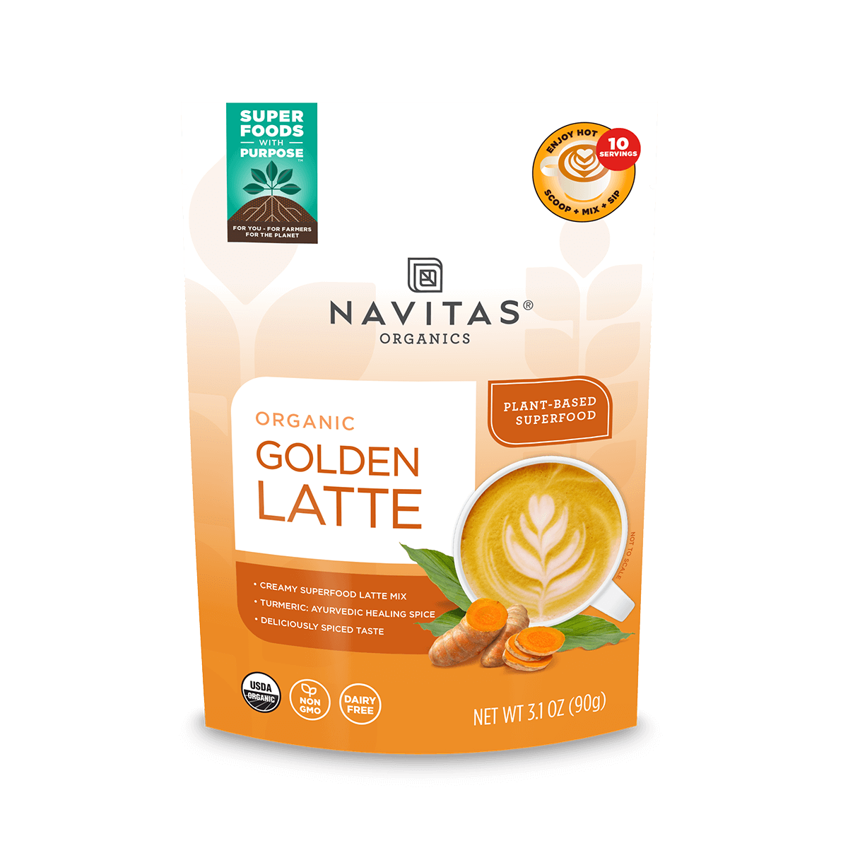 Navitas Organics 3.1oz Golden Latte front of bag