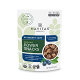 Navitas Organics Blueberry Hemp Power Snacks packaging on a white background