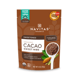 Navitas Organics 4oz Cacao Sweet Nibs front of bag