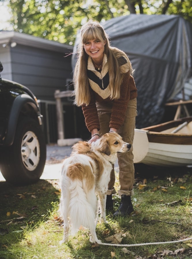 Kali Sink with her dog outside