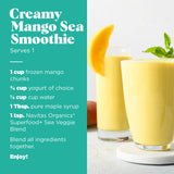 Make a creamy mango sea smoothie with Navitas Organics Superfood+ Sea Veggie Blend