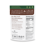 Back of a Navitas Organics Chocolate Brownie Power Snacks package with nutrition facts and branding on a white background