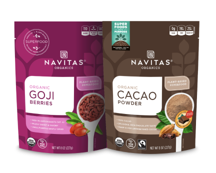 Packages of Goji Powder and Cacao Powder