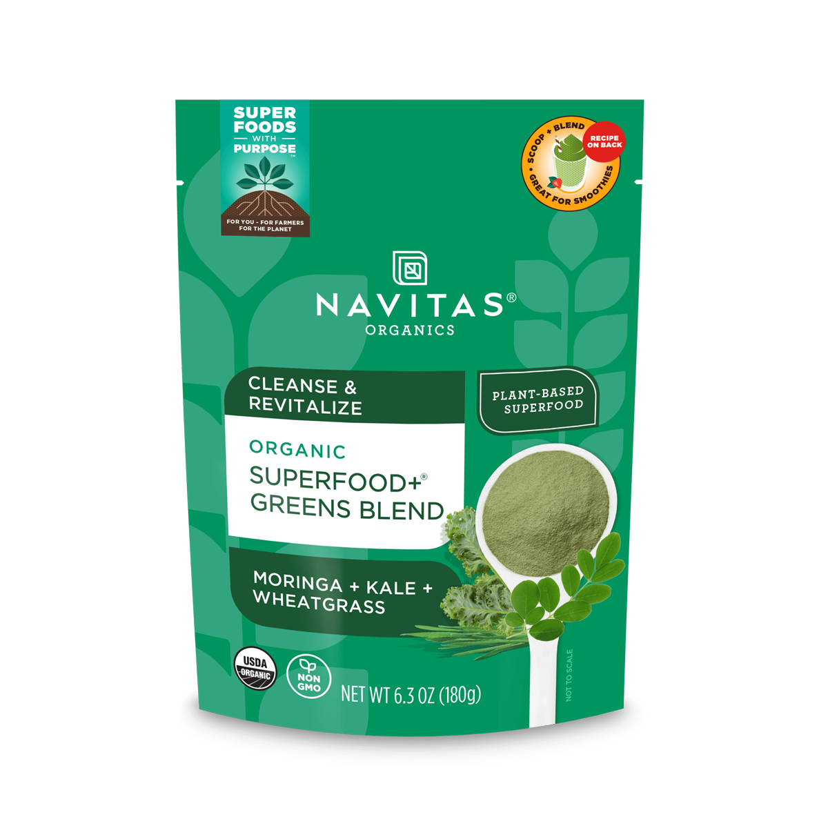 Navitas Organics Superfood+ Greens Blend front of bag