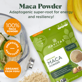 Maca Powder. Adaptogenic super-root for energy and resiliency! 100% Maca Powder. Energizing adaptogen. Organic from Peru.