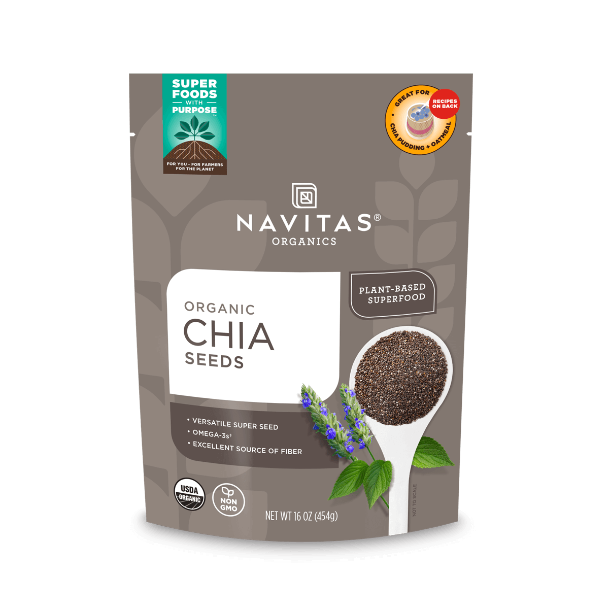 Navitas Organics Chia Seeds 16 oz. back of bag